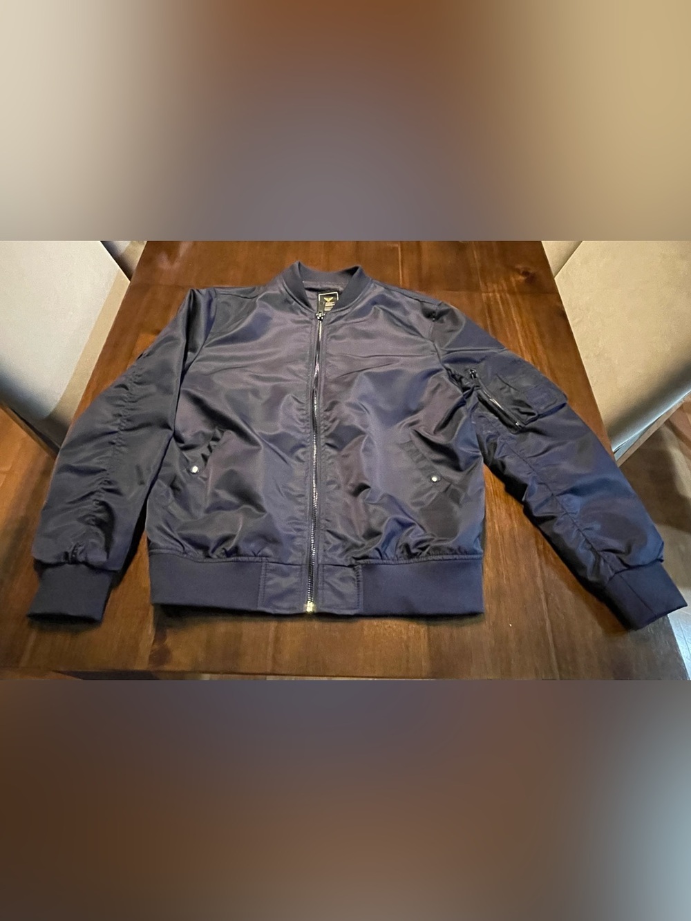 Military Industries by Unsocial Bomber Jacket Blue Men’s Large Orange Lining